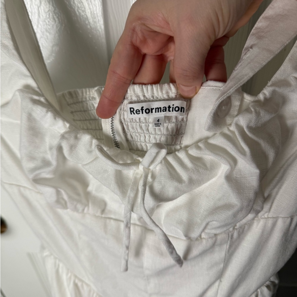 Reformation balia linen milkmaid dress in white - Picture 10 of 11